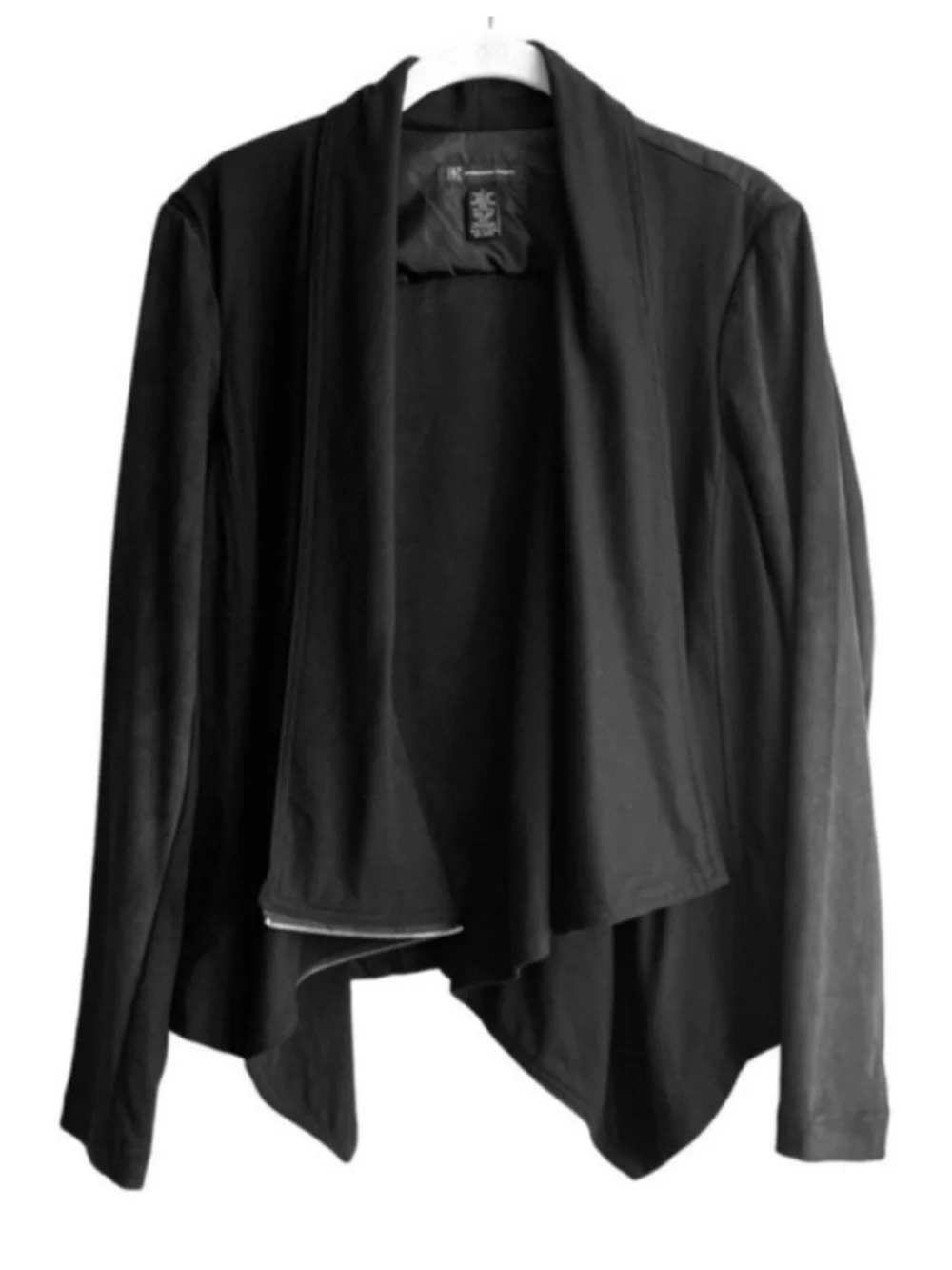 INC International Concepts Faux Suede Moto Blazer Jacket Black Size L